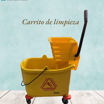 Carrito con rueda para torcer trapeador de palanca